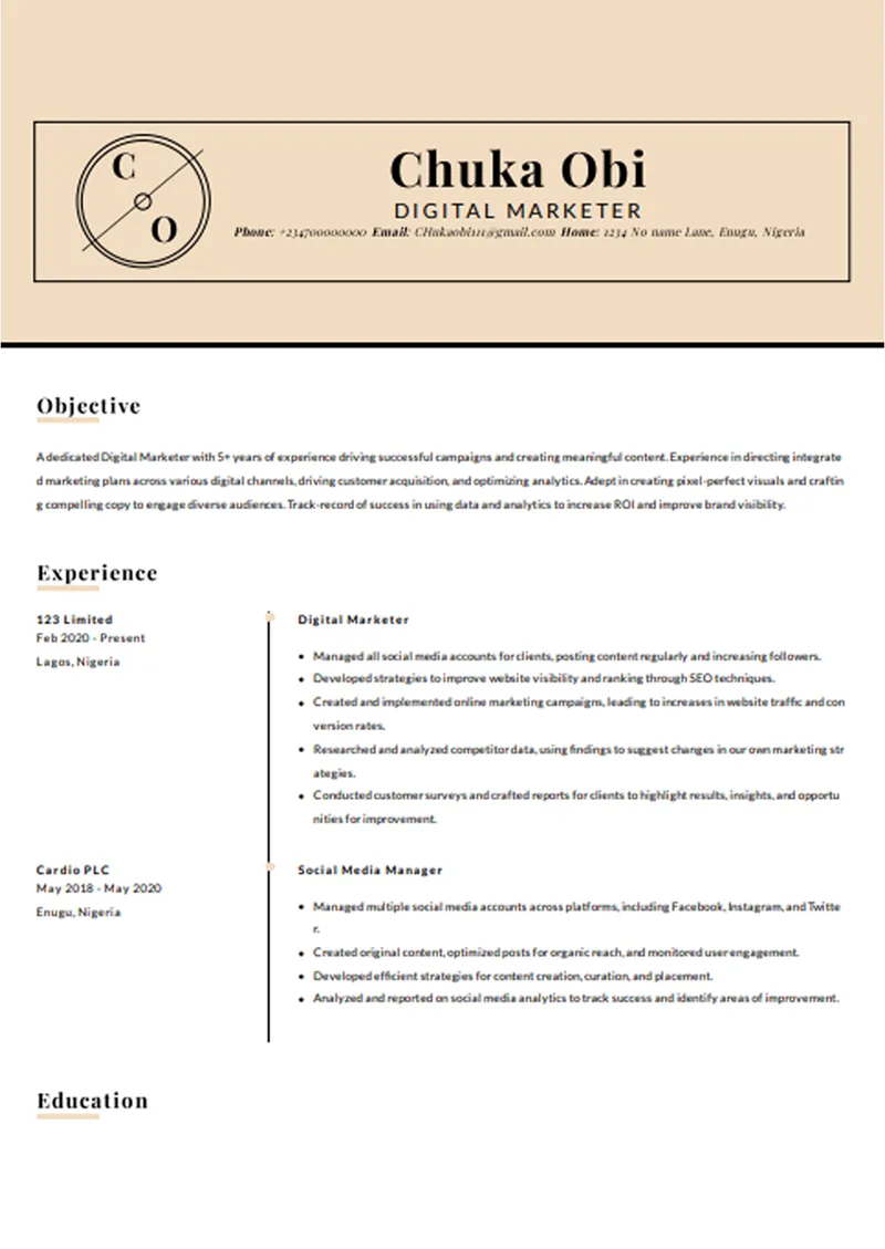 connie CV template