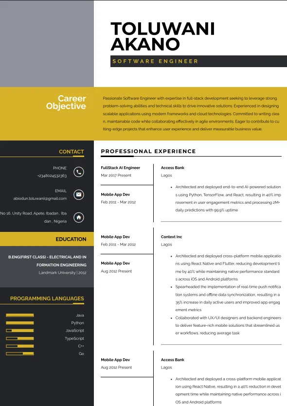 gariel CV template