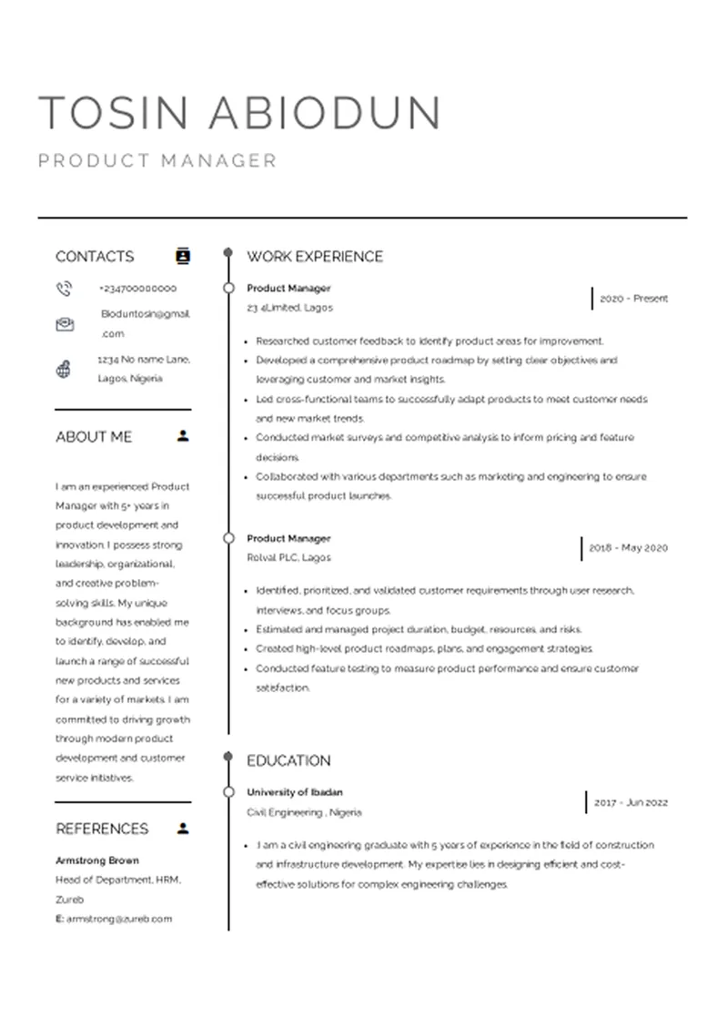 levi CV template