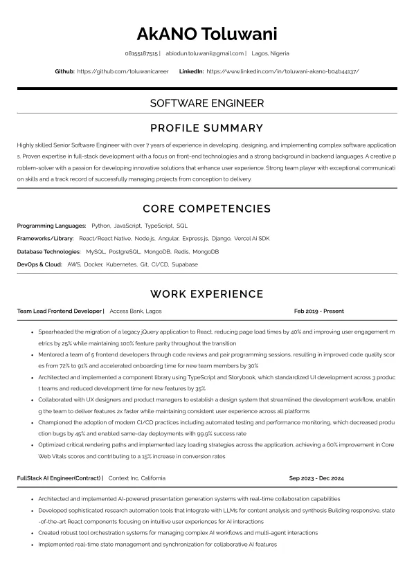 sasha CV template